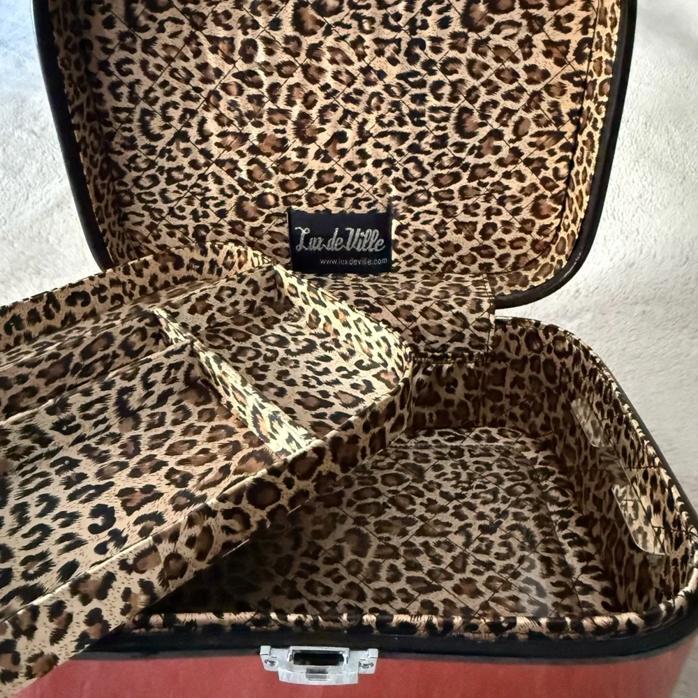 VTG Y2K LUX de VILLE * GO GO Pin-Up Vanity Case Sparkly Cherry Retro Red NOS ππ - Picture 3 of 9